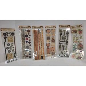 Lot of 6 Sticko Nostalgiques Tags Label Stickers Vintage Themed scrapbook Supply